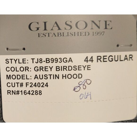 NWT Giasone Austin Hood Birdseye Grey 44 Reg Jacket with Detachable Bib and Hood - Picture 8 of 10